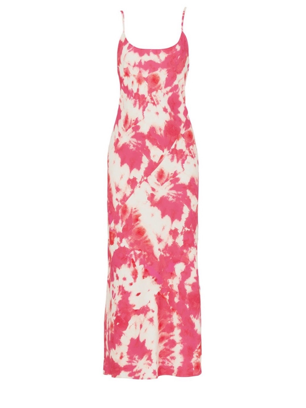 Thakoon Pink and White Tie-Dye Maxi Slip Dress with Spaghetti Straps